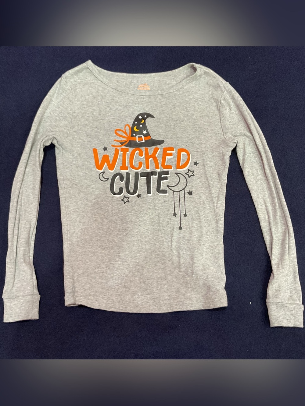 Wicked Cute Girls Gray Halloween Long Sleeve Shirt Size 8